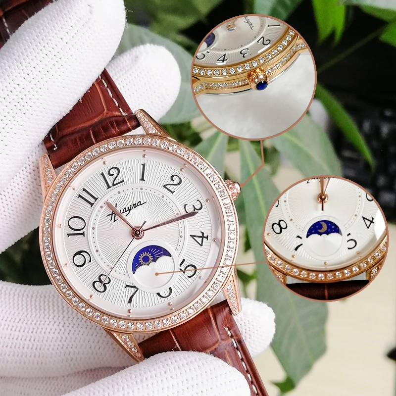 2021 new love lovers quartz watch, high-quality personalized leather strap, sapphire glass white dial, Sun Moon watch Super good