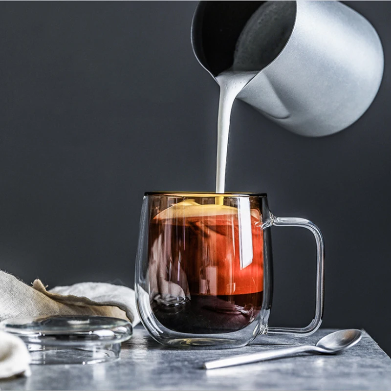 

Nordic style Heat Resistant Double Wall Tea Glass Cup Beer Coffee Cup Set Creative Healthy Beverage Glasses Transparent Drink