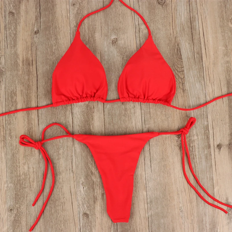 Стринги бикини 2019 сексуальный мини купальник Женский винтажный треугольный