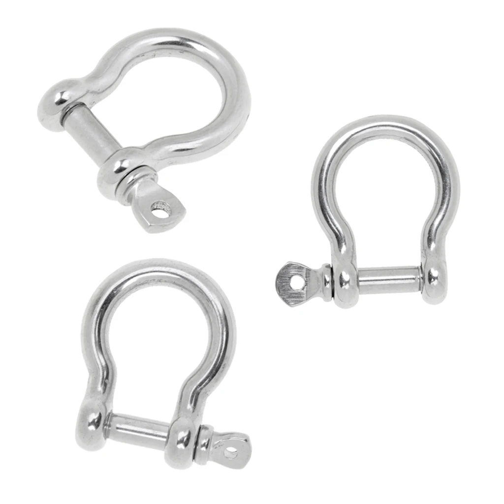 

3 Pcs D Ring Shackle Boat Anchor Shackle 304 Stainless Steel Chain Shackle Screw Pin Bow Shackle M4/5/6