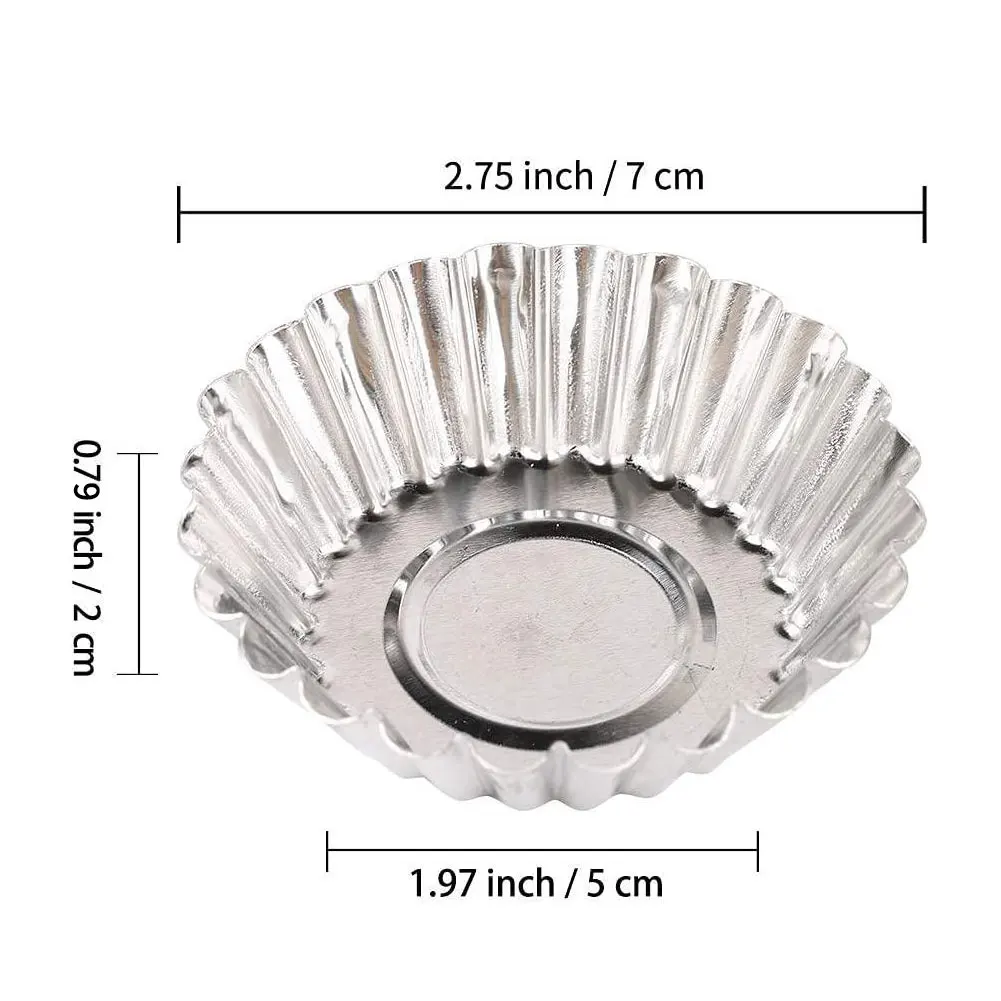 

20PCS Nonstick Ripple Aluminum Alloy Egg Tart Molds Flower Shape Baking Cupcake Liners Flat Bottom Pudding Baking Tartlet Pans