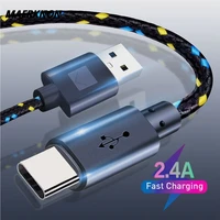 usb type c cable 2 4a quick charge 3 0 nylon braided usb c cable for samsung s9 s10 xiaomi mi10 huawei p30 phone charging cable