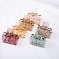 cheap transparent jelly color plastic small size rectangle hair claw clip