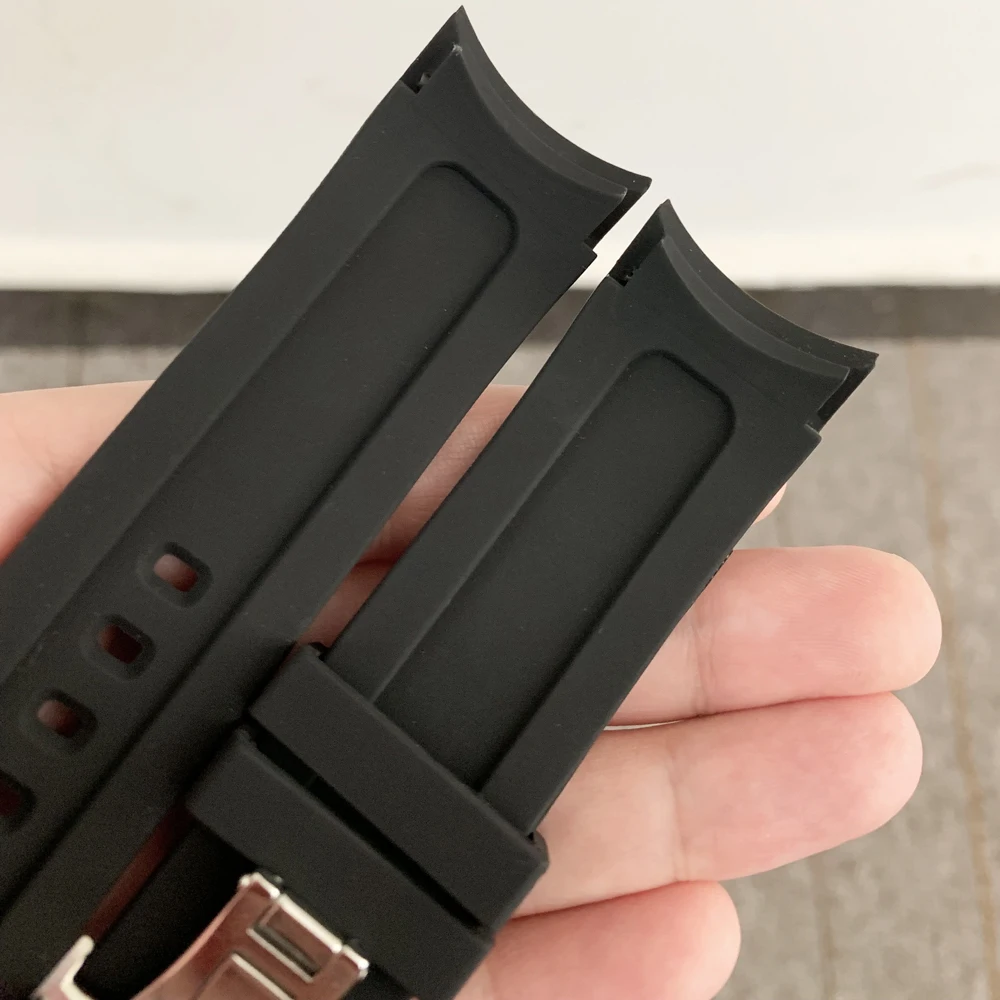 24mm Rubber Watchband Curved End Strap For Tissot T035 Watch Band Butterfly buckle Wrist Strap