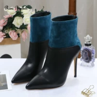 roni bouker genuine leather shoes woman ankle boots autumn thin heel female booties zip winter handmade women high heels black