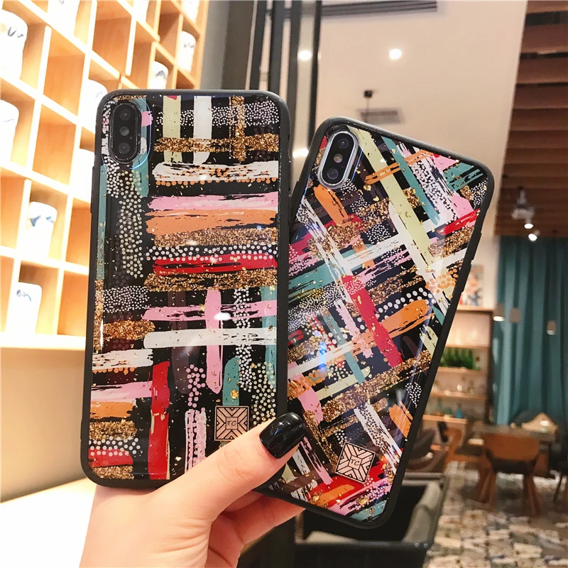 Мраморный чехол из золотой фольги для телефона iPhone 11 Pro Max X XS XR блестящий