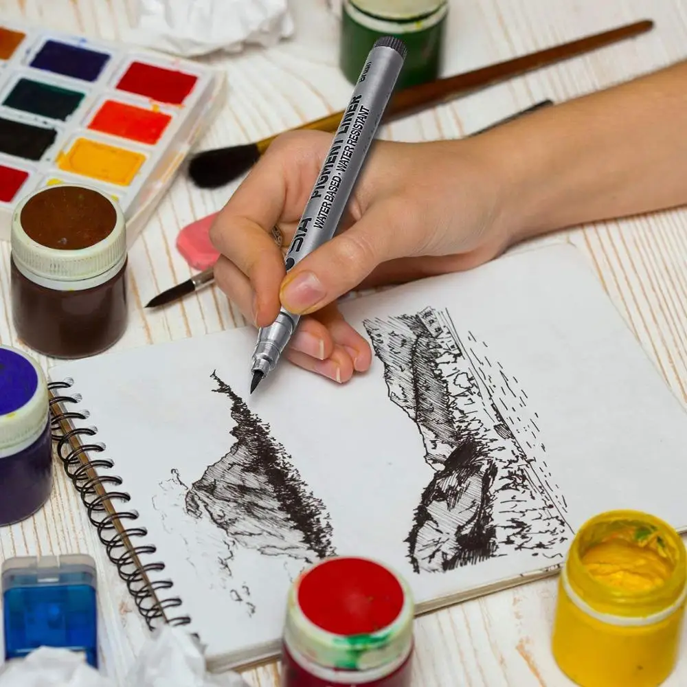 9 шт. черная микро ручка Fineliner чернильная техническая мультилайнер каллиграфия