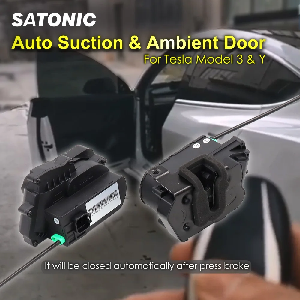 SATONIC Electronic Automatic Suction Auto Presenting Door for Tesla Model 3 2021 Model Y Brake Closing Soft Close Anti Pinch