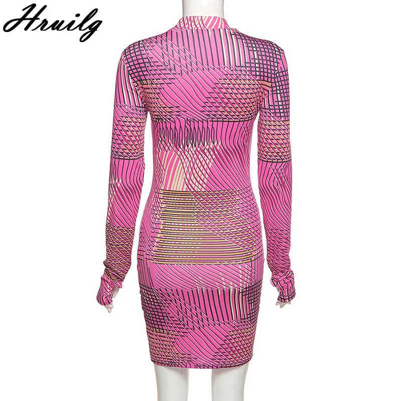 

Dropshipping Red Dresses For Woman Fashion Elegant Printing Long Sleeve Dress Skinny Night Club Bodycon Dress Vestidos Cortos