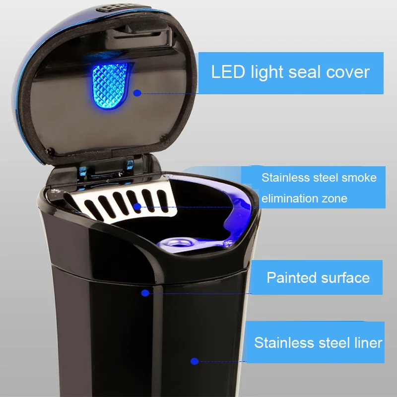 1 шт. автомобильная пепельница с зажигалками для сигарет USB зарядка Led синий свет