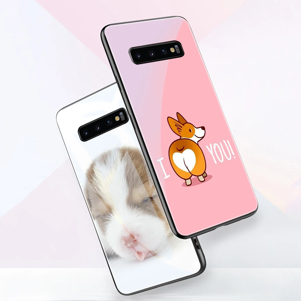 

Cute Dog Case For Samsung Galaxy S21 S20 S10 S9 S8 S10e Ultra A51 A71 A50 A21S A20E A70 Note 20 10 9 8 Plus Tempered Glass Funda