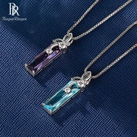 bague ringen geometry neck jewelry charms pendant necklace for women artificial amethyst sapphire clavicle chain wholesale