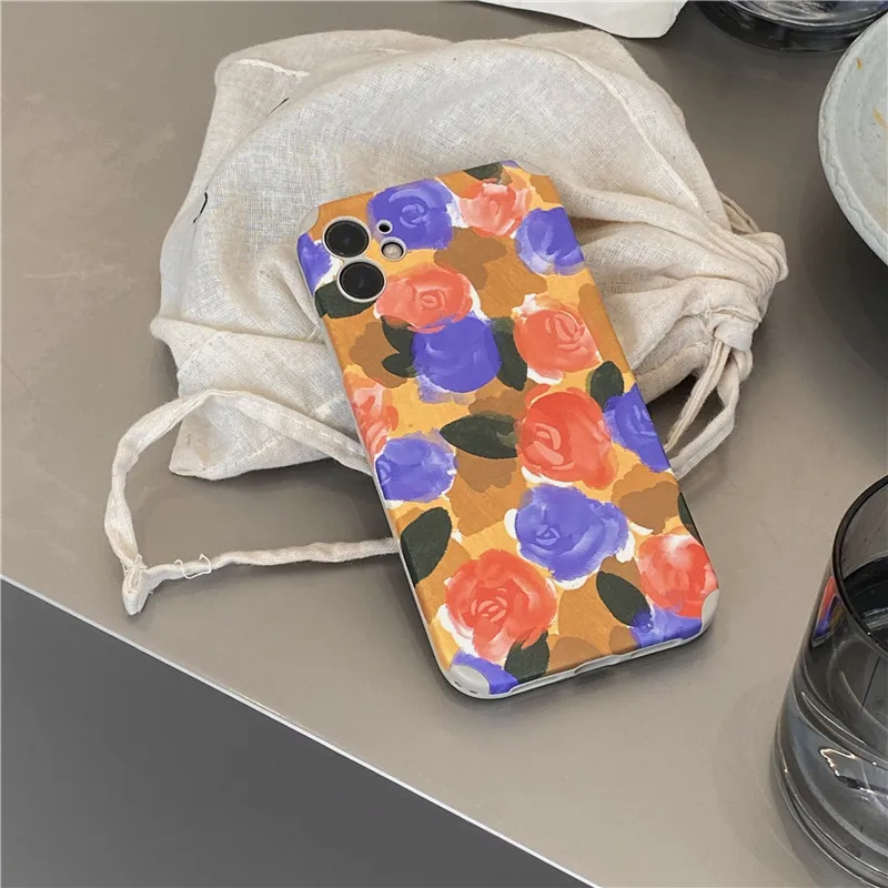 

Simple Rose Flower Phone Case For iphone 12 11 Pro XR X XS Max 12Mini 8 7 Plus Fashion Blue daisy TPU Soft Back Cover