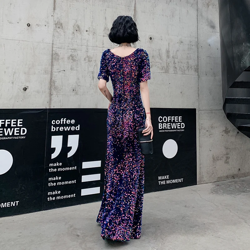 Женское вечернее платье с юбкой годе AE506 Элегантное Длинное коротким рукавом и