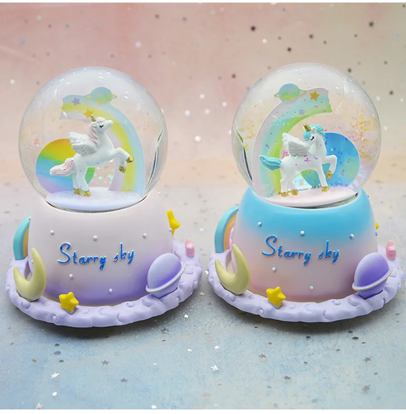 Fantacy Starry Sky Universe Miniature Model Snow Globe Crystal Ball Christmas Music Box Christmas Home Decoration Birthday Gift