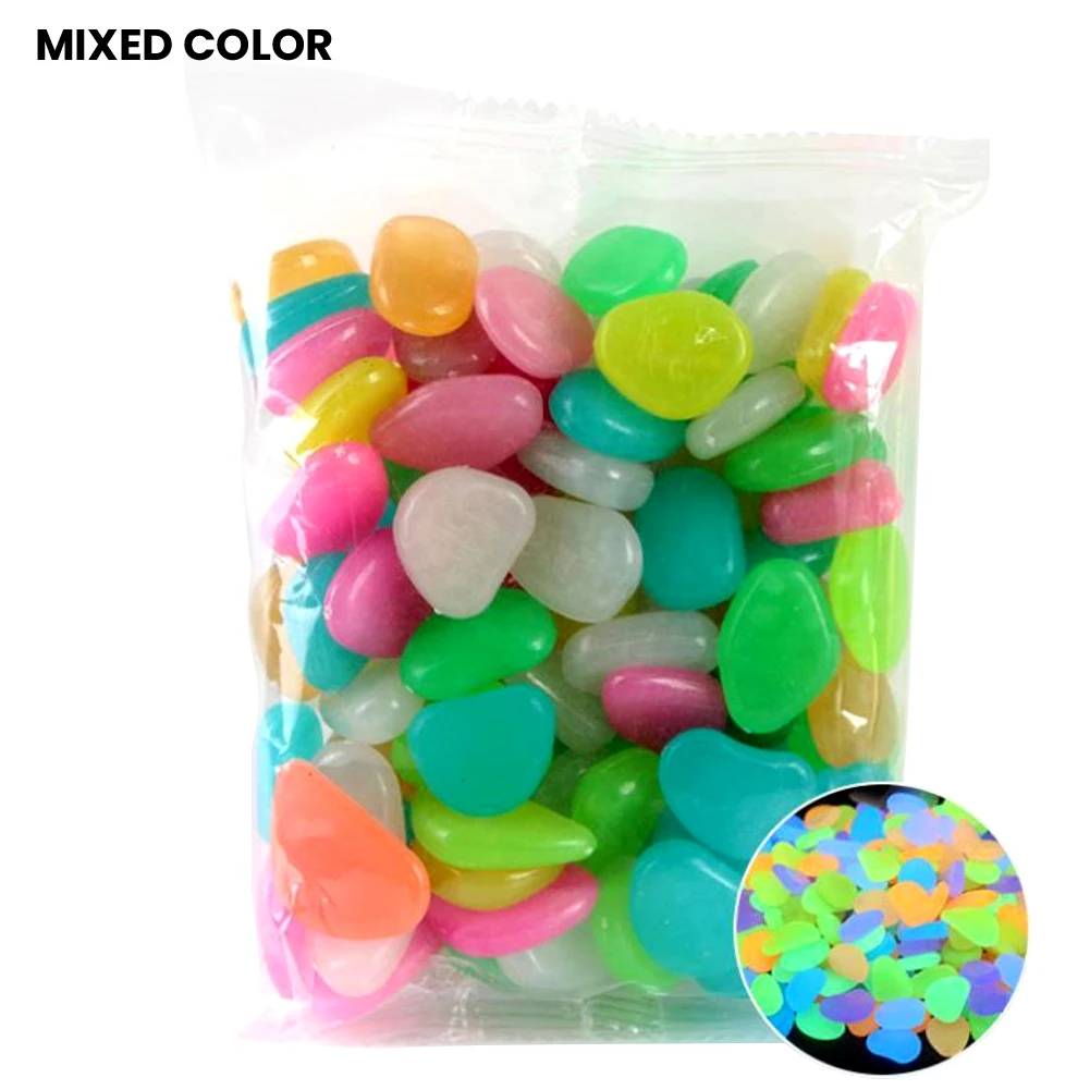 

100pcs Glow In The Dark Garden Pebbles Glowing Stones Fluorescent Bright Luminous Stones For Aquarium Garden Walkway Decoration