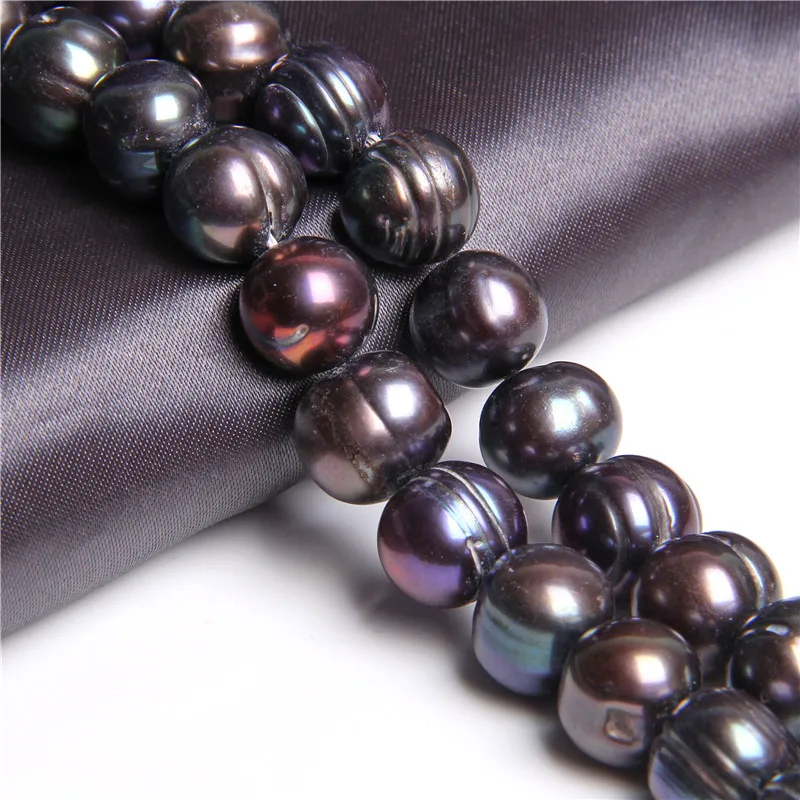 

Natural Pearl Grade A Real Freshwater Pearl Beads Black Potato Round Loose Pearl Beads For DIY Bracelet Necklace Jewelry Making
