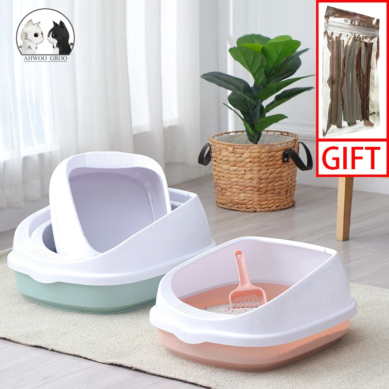 Большой туалет для домашних животных поднос против брызг кошек и собак с ковшом