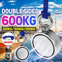 600kg d75mm strong powerful round neodymium magnet hook salvage magnet sea fishing equipment holder pulling mounting pot10m rop