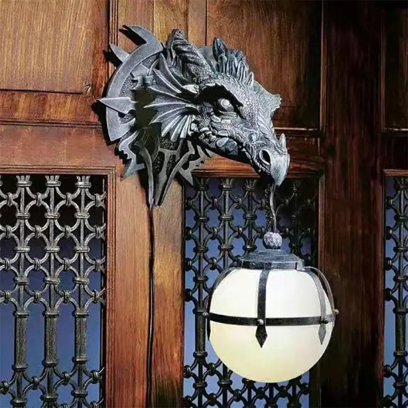 

Groothandel Led Dinosaurus Opknoping Lamp Lantaarn Industriële Stijl Hars Draak Hoofd Ambachten Draak Hangende Lamp Heloween Лам