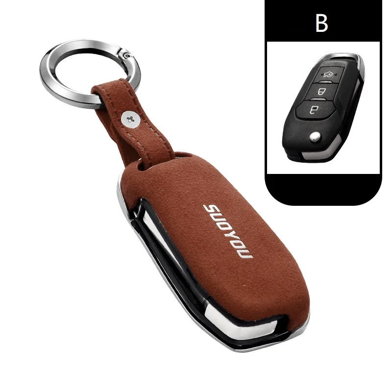 

Alloy Leather Car Remote Key Case Cover For Ford Fusion Fiesta Escort Mondeo Everest RangerExplorer Mustang Accessories Shell