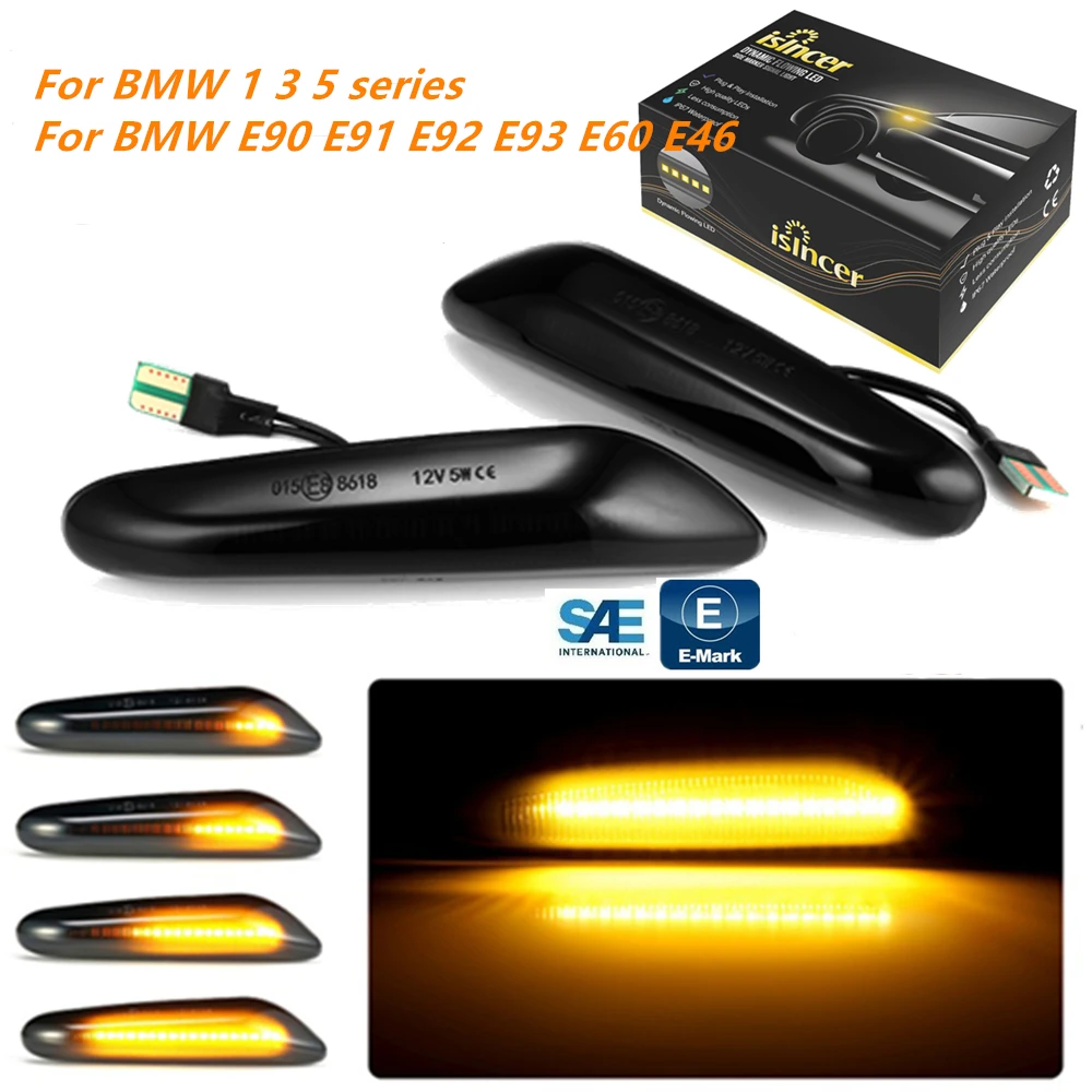 

2pcs Sequential Blinker Light For BMW LED Turn Signal Side Marker Light For BMW E90 E91 E92 E93 E60 E87 E82 1 3 5 series