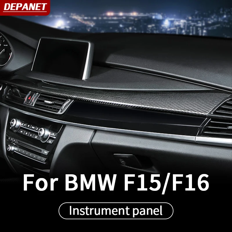 Karbon fiber trim için BMW x5 f15 2013-2018x6 f16 2014-2019 serisi merkezi panel iç aksesuarları