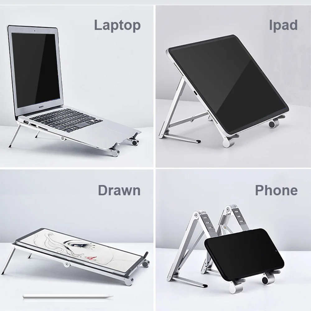 

Holder Adjustable Foldable Aluminum Laptop Tablet Stand For Macbook Portable Desktop Folding Mini Cooling Bracket Light Weight