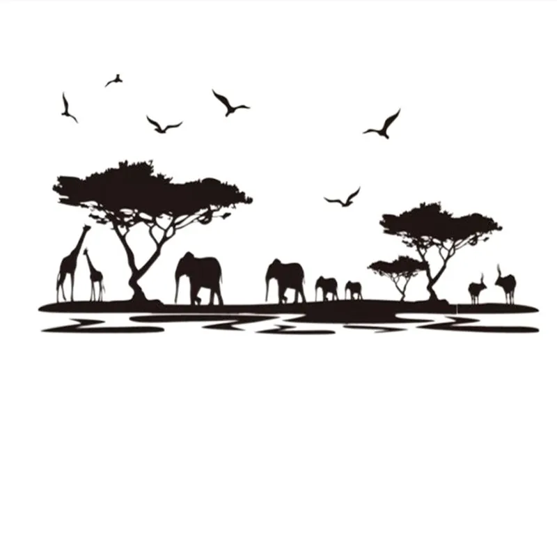 75*160 см африканская Саванна настенные стикеры Современные Черные Животные