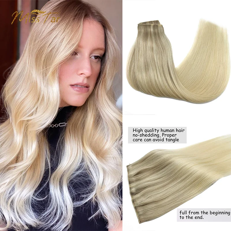 

Blonde Hair Halo Hair Extensions Human Hair Invisible Fish Line Lace Weft Natural Extensions Adjustable Straps Secret Wire Remy