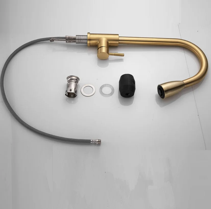 

Brushed Gold Kitchen Faucet Single Handle Pull Out Kitchen Tap Single Hole Handle Swivel Kitchen Mixer Tap Mixer Tap