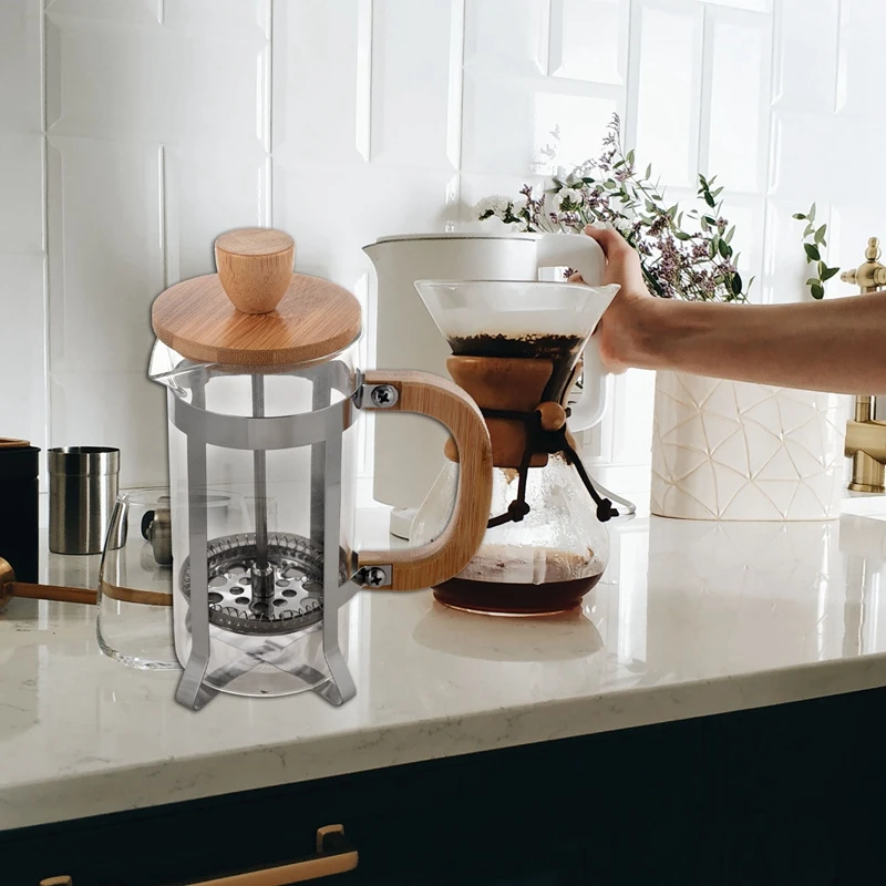 Французский пресс экологически чистый бамбуковый корпус поршень для кофе чайник