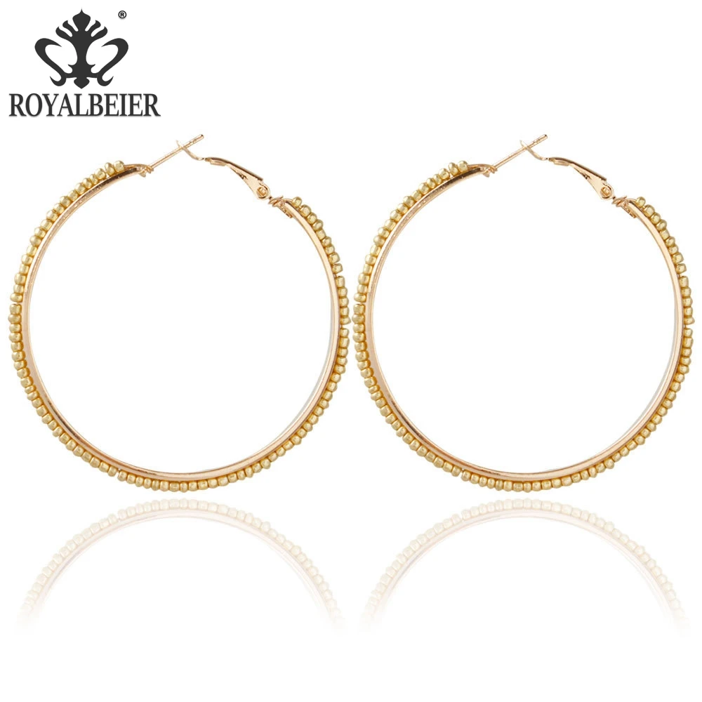 

2020 Bohemian Beaded Earrings Handmade Beads Circle Earrings For Women Statement Earrings Big Jewelry Brincos