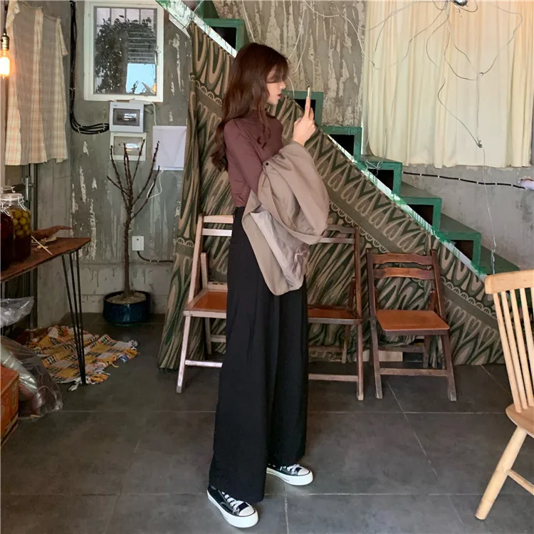

YTX242 Women's spring and autumn straight loose 2021 new mopping drape wide-leg casual pants