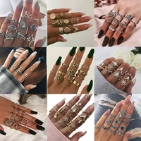 new european and american bohemian style ring inlaid zircon set ring fashion geometric ring jewelry accessories