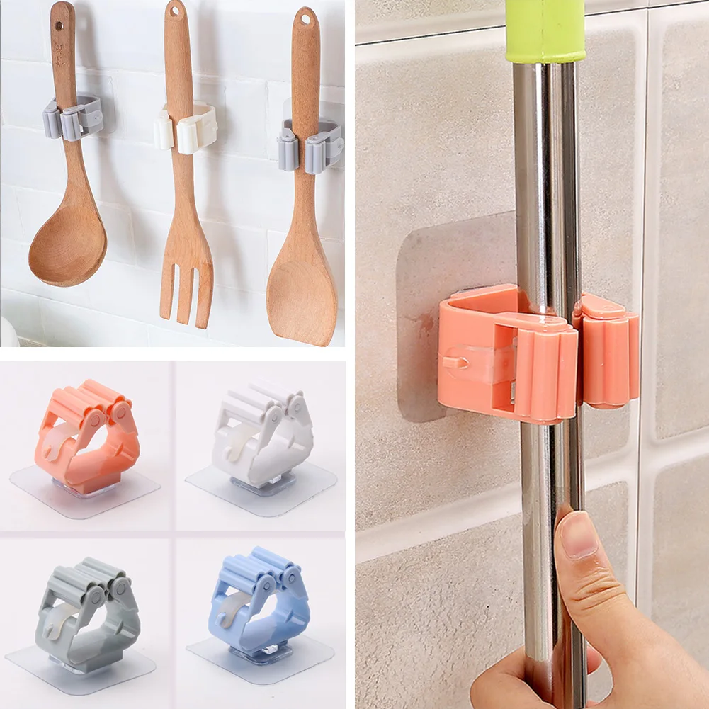 

Wall Mounted Mop Organizer Holder Broom Hanger Clip Home Goods Seamless Bathroom Home Kitchen Organizer Racks Drop Shipping 1PC