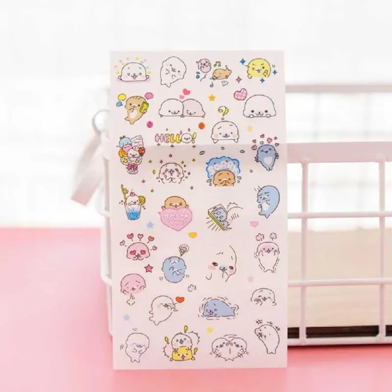 

A Set of 6 Pieces of Japanese Creative Holiday Little Diary Diy Album Emoticons Sea Stick Photo Fine Stickers Flat Lion Sti M0C0