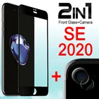 Защитное стекло 2 в 1 для iphone Se 2020, закаленное стекло для iphone Se 2020, защита для экрана и объектива камеры