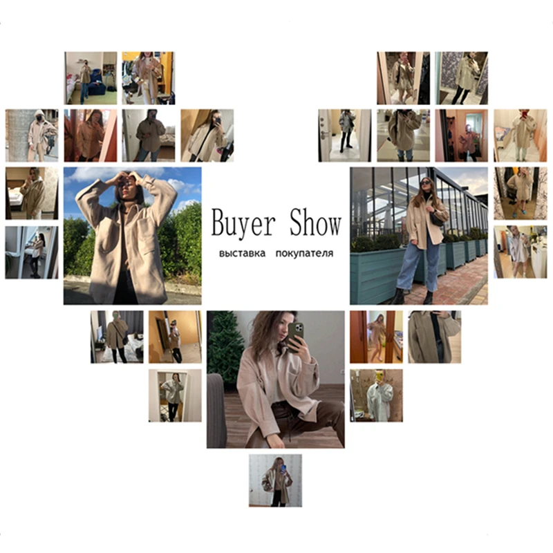 

PUWD Casual Woman Camel Loose Pocket Woolen Shirt 2021 Fashion Ladies Autumn Long Sleeve Thick Blouse Coat Female Long Outwear