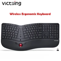 victsing ergonomic keyboard 2 4ghz wireless keyboard with trackball scroll wheel computer pc keyboard for windows pclaptop