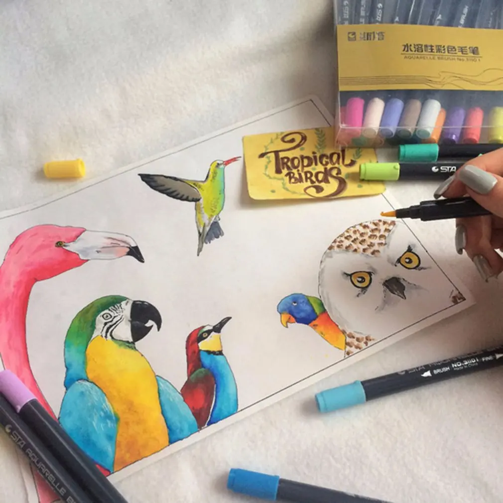 

Water-Based Marker Soft Head Double Head Watercolor Paint Pen Color Pen Hand-Painted Set Writing Brush