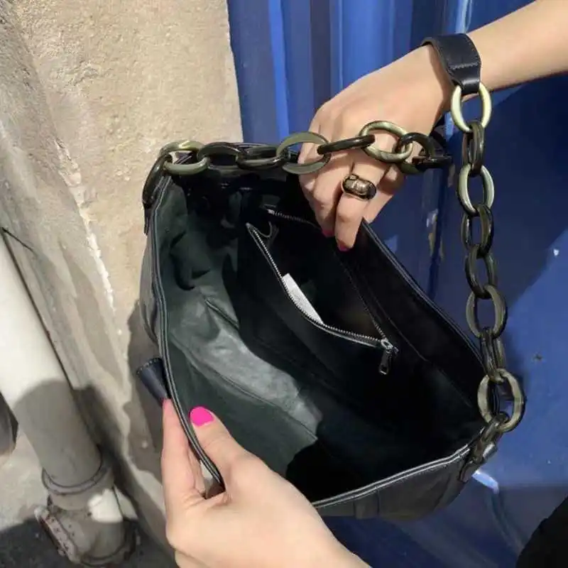 Женские сумки Хобо из мягкой ПУ кожи черные вместительные Дизайнерские Сумочки