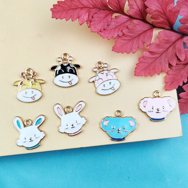 

10PCS Enamel Cow Bunny Koala Charm Pendant Jewelry Making Bracelet Necklace DIY Earrings Accessories Craft