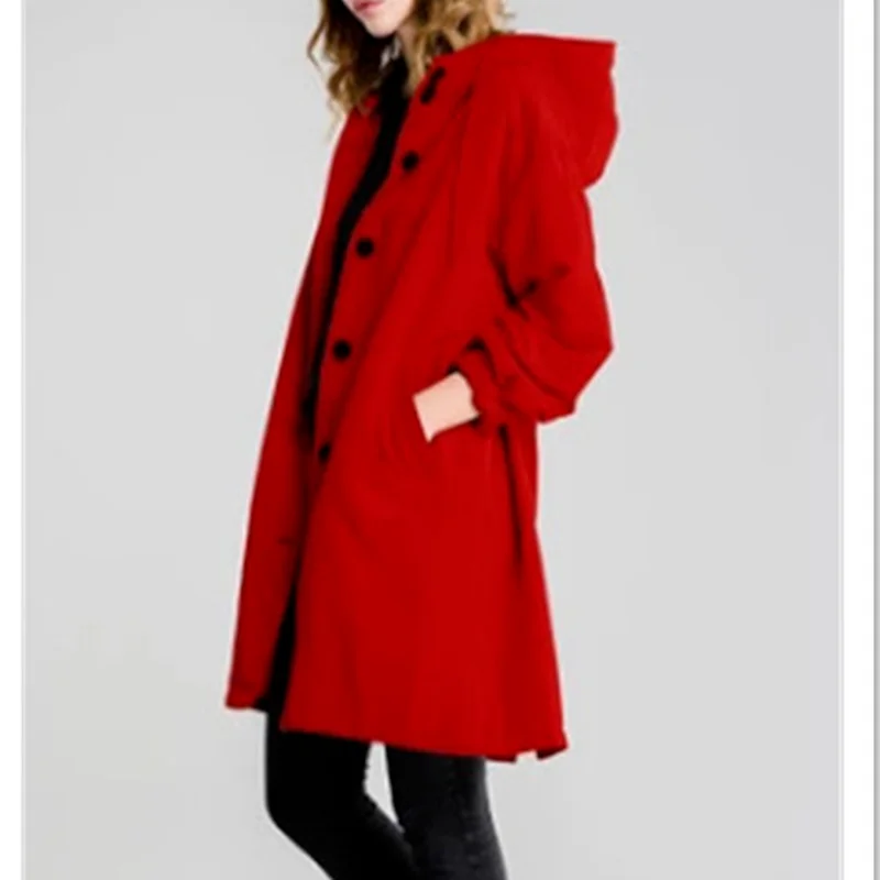 Женская Повседневная ветровка Длинная с капюшоном и длинным рукавом