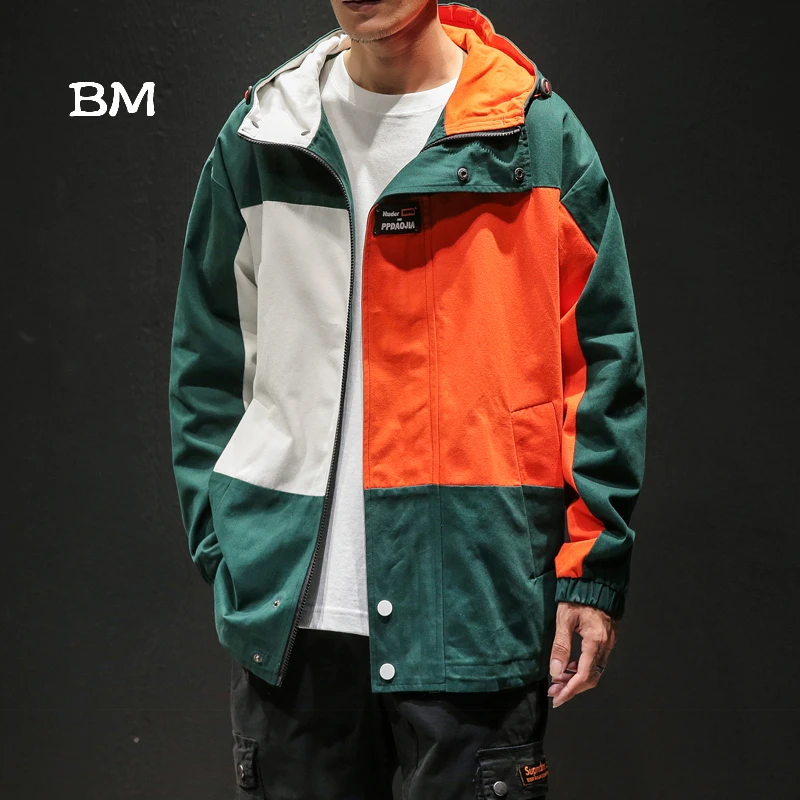 Модная одежда в Корейском стиле куртка оверсайз с соединением Мужская Уличная 5XL
