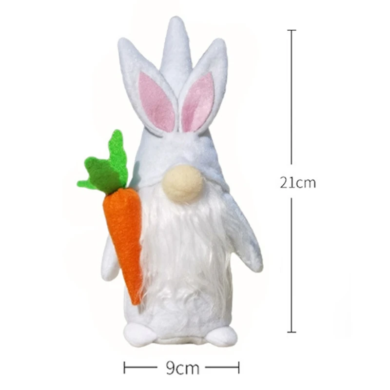 

Easter Bunny Gnome Decoration Carrot Faceless Doll Plush Dwarf Swedish Tomte Elf 69HF