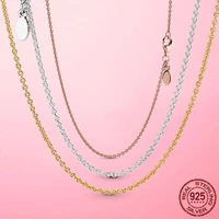 new 925 sterling silver classic cable chain necklace rose gold color necklace 2021 women diy fine jewelry valentine day gift hot