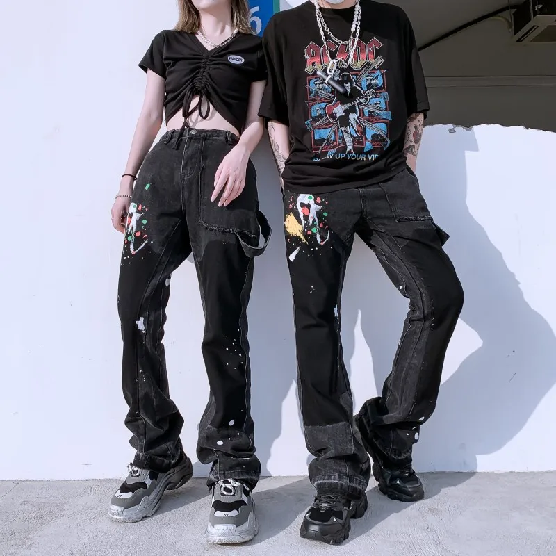 

Graffiti jeans for men Hip Hop streetwear biker jeans 2021 men designer jeans for men slim fit jeans B-310