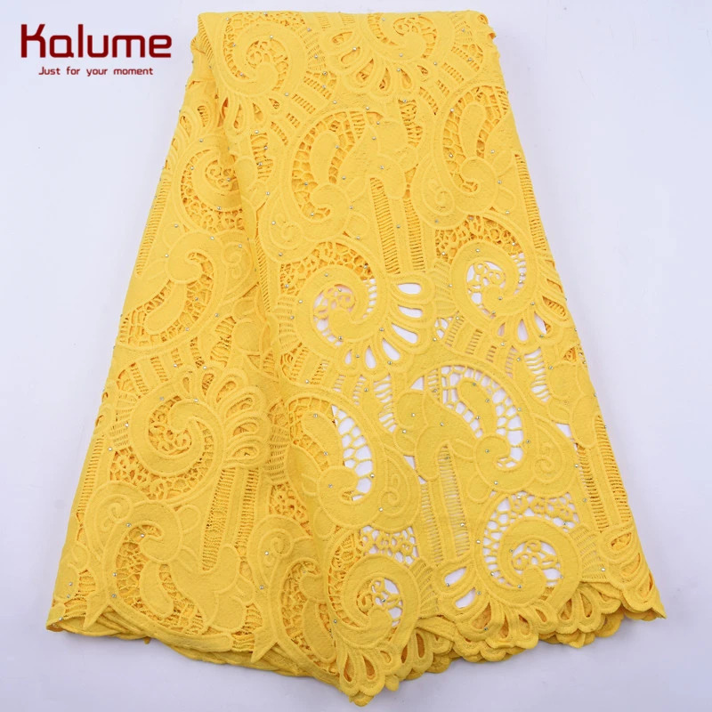 Kalume гипюровая кружевная ткань с вышивкой африканская камнем нигерийские
