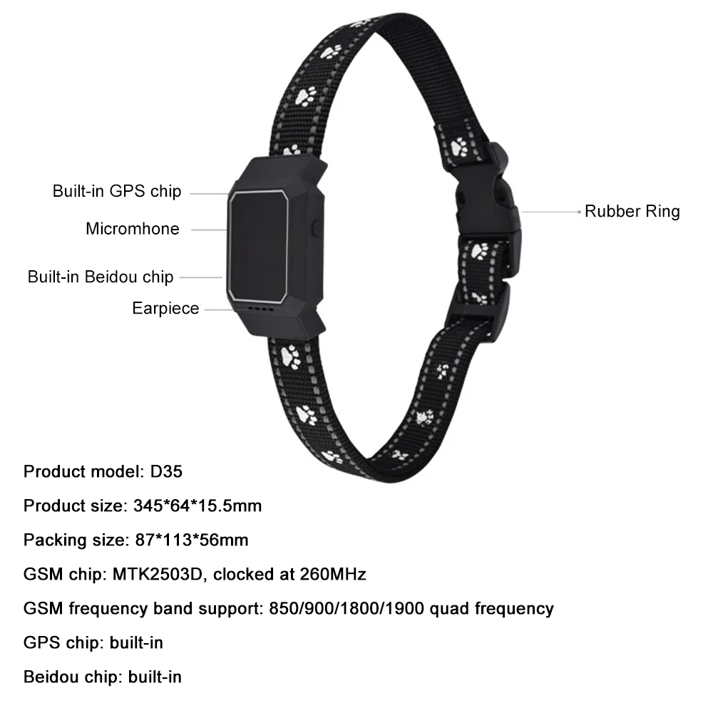 

Smart Pet GBS Tracker Collar For Dogs Cats Waterproof Pet Tracking Locator Anti-Lost Collar Universal Collars For Pet Cats Dogs